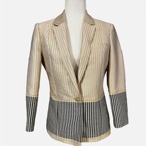 Elizabeth and James Textured Tan and Navy Blazer
